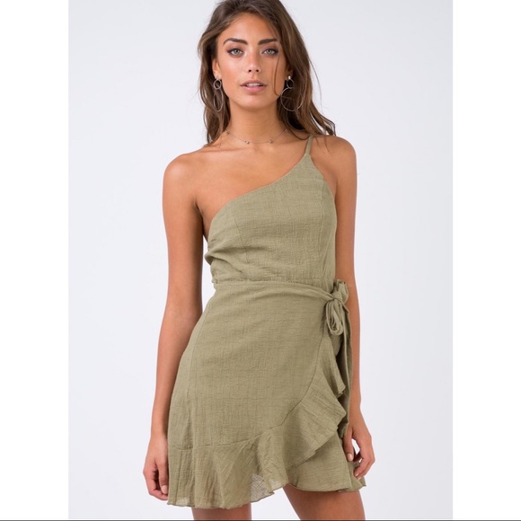 Princess Polly Khaki Off The Shoulder 